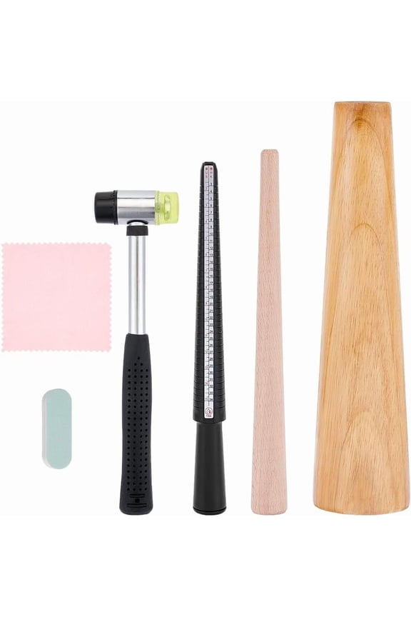 1 Set Ring Bracelet Sizer Measuring Tool Bangle Ring Enlarger Stick Mandrel Sizer Tool with Double-Faced Soft Plastic Mallet Jewelry Sizing Tool and Polishing Bangle Tool Repair Kit
