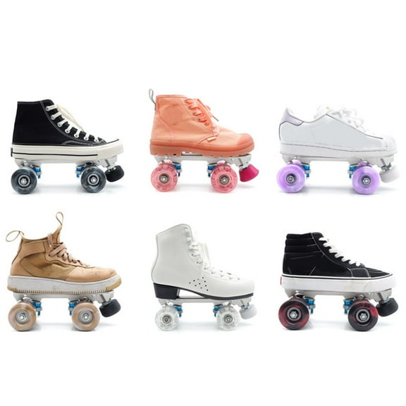 1 Set Roller Skating Plate Double Row Roller Skates Aluminum Alloy Base Quad Roller Skate Plate Wheel Adjustable Height Brake Black For Size 43-45