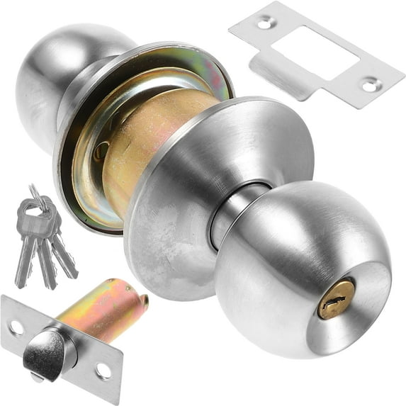 1 Set Room Door Lock Metal Knob Lock Practical Spherical Lock Bedroom Door Lock and Key