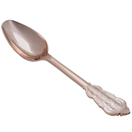 1 Set, Rose Gold Plastic Spoons 10 Pcs - Baroque Collection For Holiday Dinner Tables, Wedding Receptions, Baby Or Bridal Showers, Catering, Anniversary Parties