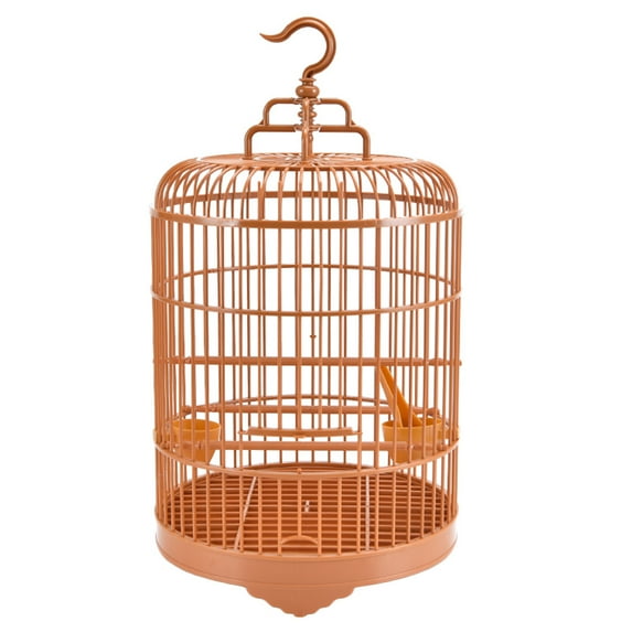 HOOWIFFY Brown Plastic Bird Cage with Hanging Hook and Removable Tray, Design for Pet Birds, 1 Set