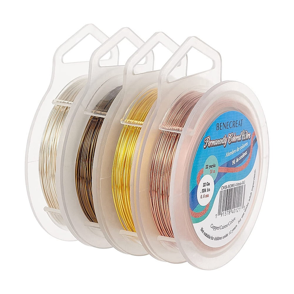 1 Set Round Copper Craft Wire Mixed Color 22 Gauge 0.6mm about 20m/roll 4 colors 1roll/color 4rolls/set