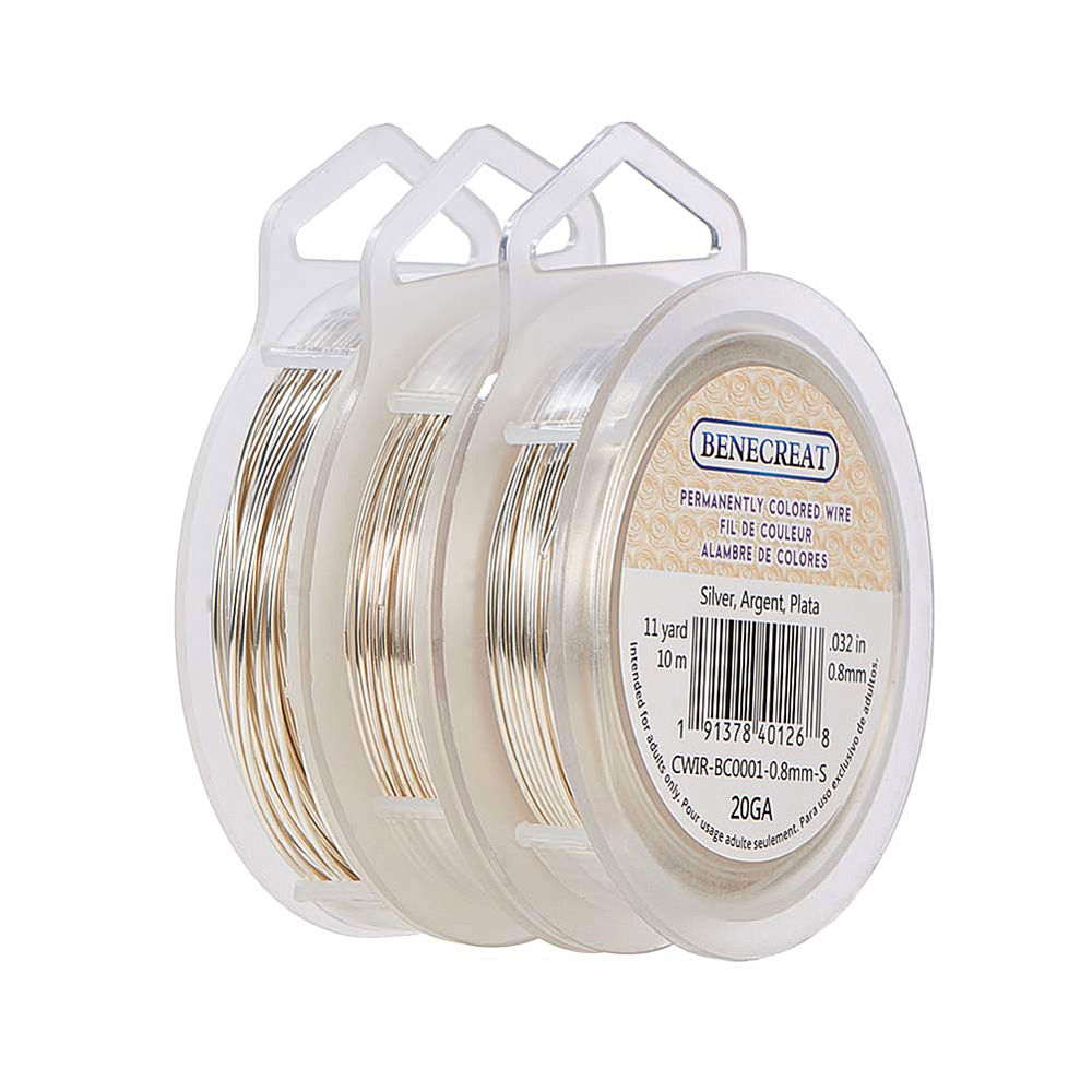 1 Set Round Copper Wire for Jewelry Making Silver 18 Gauge 1mm 3 rolls/set