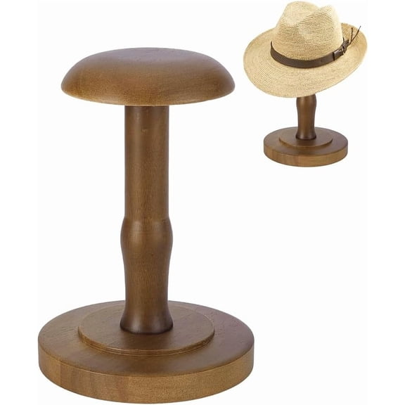 1 Set Rubber Wood Dome Shaped Stem Hat Rack for Wig Hat Holder Display Stand Sienna Finished Product: 124x230mm for Handmade