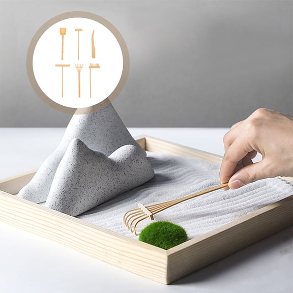 Zen Garden Meditation Tools Set with Sand Rake, Four Teeth Bending Rake for Adult Relaxation and Stress Relief, Yellow
