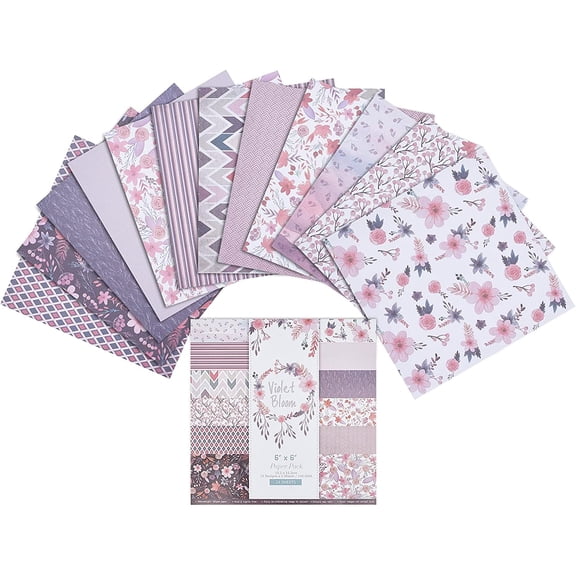 1 Set Scrapbook Paper Pad for DIY Album Scrapbook Greeting Card Background Paper Mixed Patterns 152x152x0.1mm 24sheets/set.