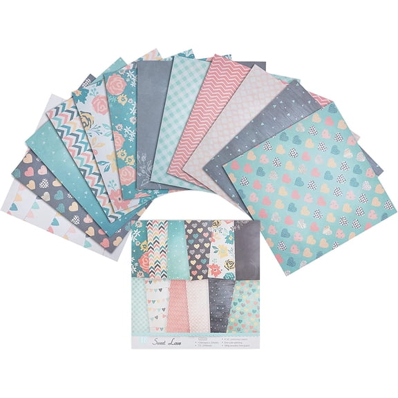 1 Set Scrapbook Paper Pad for DIY Album Scrapbook Greeting Card Background Paper Mixed Patterns 152x152x0.1mm