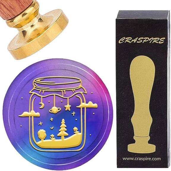 1 Set Seal Stamp Set Golden Tone Sealing Stamp Solid Brass Head with Retro Wood Handle for Envelopes Invitations Gift Card Bottle 83x22mm