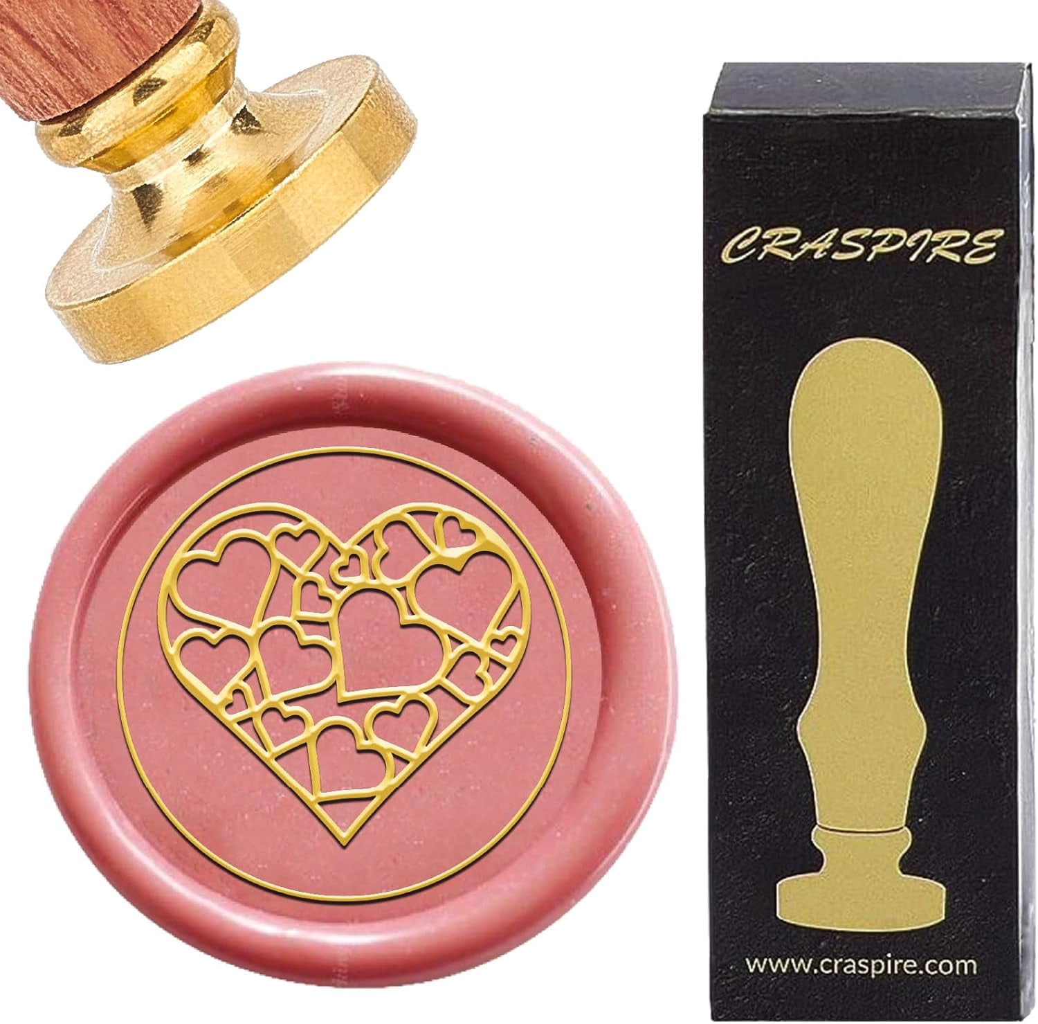 1 Set Seal Stamp Set Golden Tone Sealing Stamp Solid Brass Head with ...