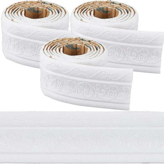 1 Set Self-Adhesive XPE Grain Contact Paper Wall Stickers for Shelf Liner Dresser Drawer Locker White 80x6mm 2.25m/pc 3pcs/set