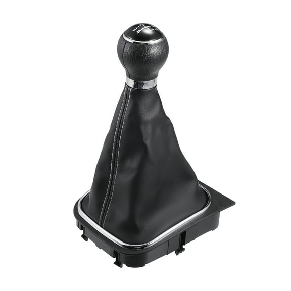 1 Set Shift Knob with Boot Cover Compatible for VW Golf 6 MK5 2005-2014 Faux Leather Black White 5 Speed