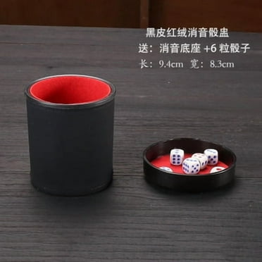 1 Set Silent Dice Shaker with Base Noise-Reducing Dice Cup with Dices PU Leather Dice Shaker for Party Game Props and KTV Quiet Dice Shaker Set