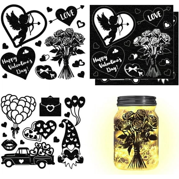 1 Set Silhouette Paper for Lighting Decoration Paper Cut Light Box Mixed Shapes 150x170mm 4pcs/set for Handmade