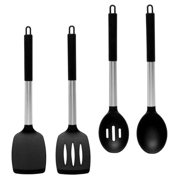 1 Set Silicone Stainless Steel Kitchen Cookware Heat Resistant Non-Stick Cooking Tools