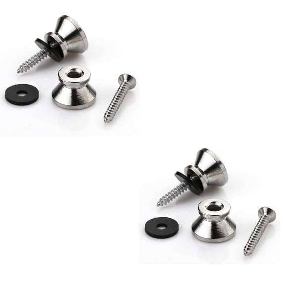 1 Set Silver Guitar Bass Chrome Metal End Pin Strap Buttons Cushion Screws