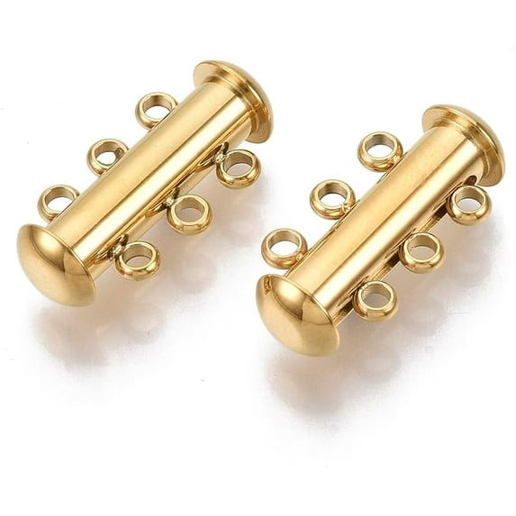 1 Set Slide Lock Clasps 304 Stainless Steel Peyote Clasps Layered Necklace Clasp Multilayer Connection Buckle Lock Clasp for Jewelry Findings Necklace Bracelet 20x10x6.5mm Hole: 1.6mm
