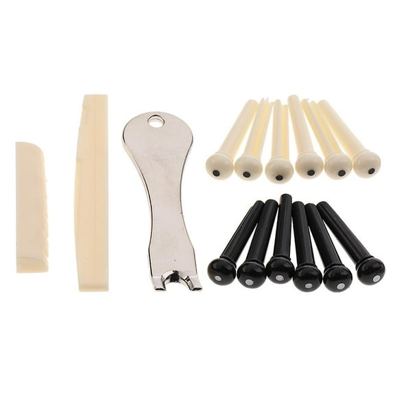 1 Set Slotted Saddle Nut Bridge Endpins Nail Puller For 6 Strings Acoustic Guitar Replacements