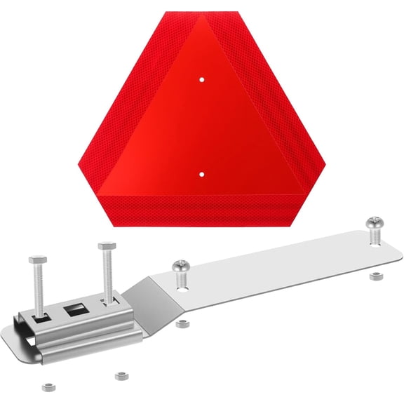 1 Set Slow Moving Vehicle Sign with Mounting Bracket 14 x 16 Inch Slow Moving Vehicle Triangle Sign Aluminum Warning Triangles for Vehicles Golf Cart Tractor Outdoor Accessories