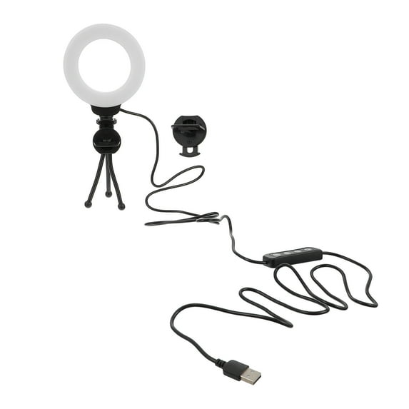 FONDOTIN Portable Black Camera Fill Light with Adjustable Brightness for Video Conferencing and Streaming