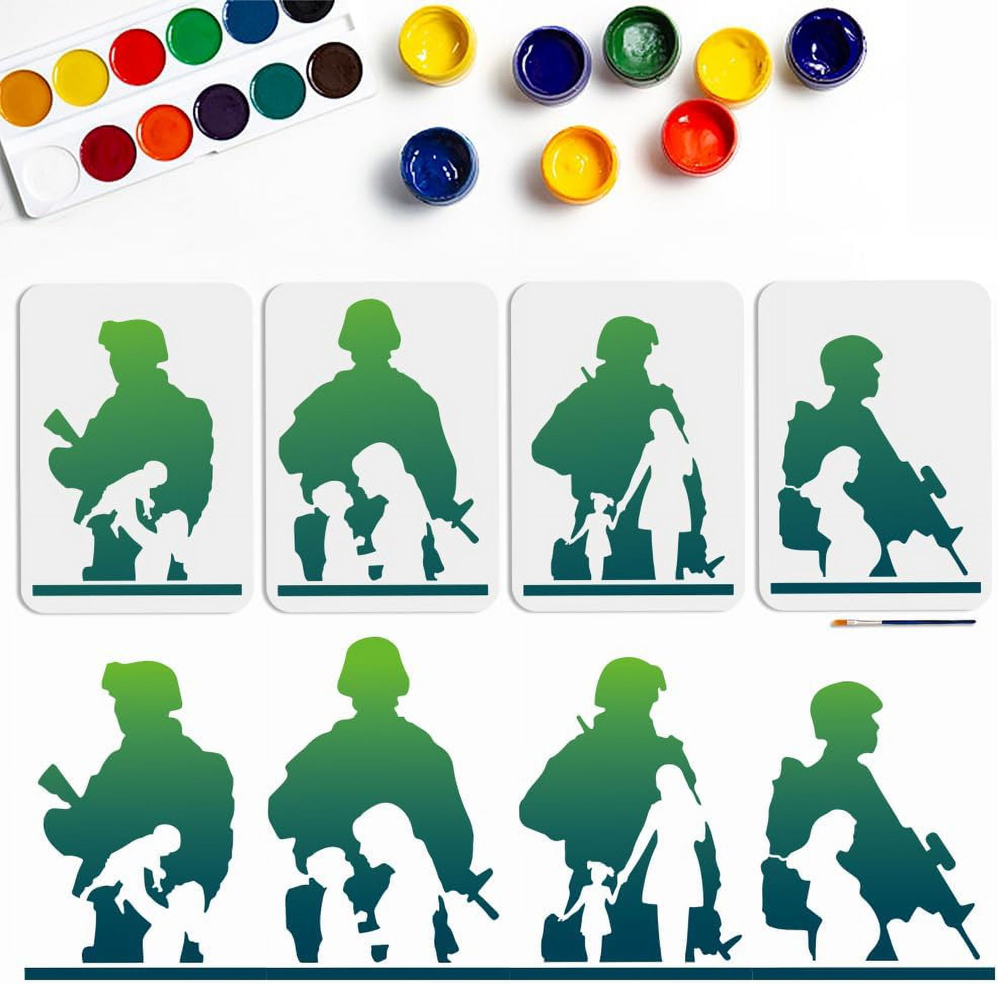 1 Set Soldier PET Hollow Out Drawing Painting Stencils for DIY ...