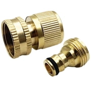 1 Set Solid Brass Garden Hose Quick Connect, 3/4 Inch GHT Water Hose Quick Connector Male & Female Coupling, Heavy Duty Leak-Free Snap Fitting for Faucet & Spray Nozzle