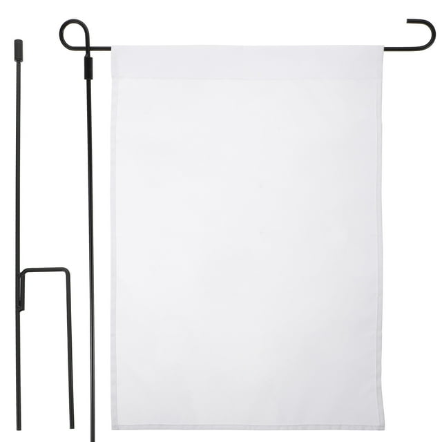 1 Set Solid White Lawn Flag Blank Yard Flag DIY Blank Garden Flag for