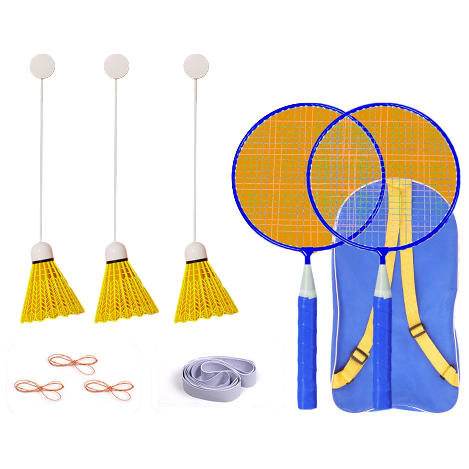 1 Set Solo Badminton Trainer Ceiling Mount Indoor Kids Adults Beginners Single Elastic Glowing Badminton Self Practice Training Equipment Blue