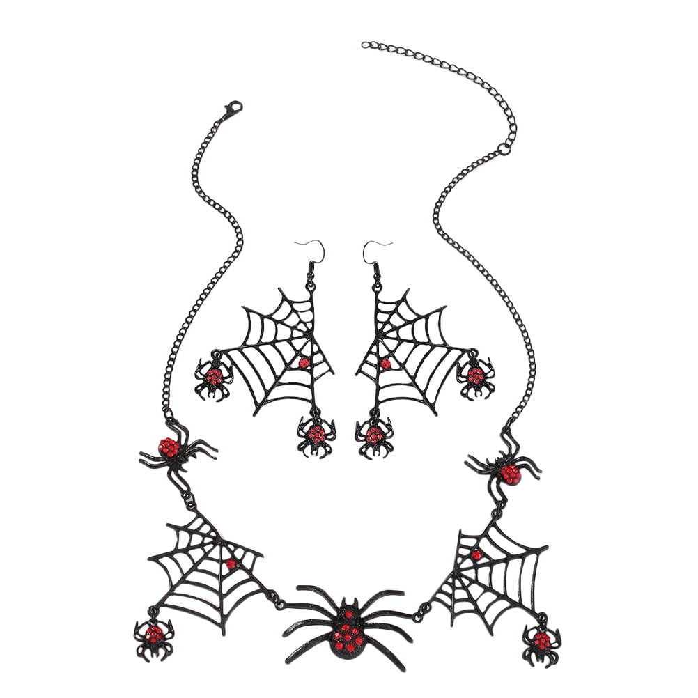 1 Set Spider Necklace Dangle Earring Halloween Costumes Dress Up