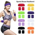 thumbnail image 1 of 1 Set Sports Sweat Bands Three piece Set for Women Men Sweat absorbing Breathable Head & Wrist Soft Elastic Colorful Fitness Headband Wristband Set for Running Yoga Basketball Soccer Gym, 1 of 8