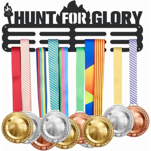 1 Set Sports Theme Iron Medal Hanger Holder Display Wall Rack with Screws Word Hunt For Glory Word 150x400mm