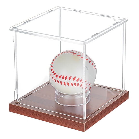 1 Set Square Acrylic Dust-Proof Display Boxes with Wooden Base for Blocks Display Holders with 1Pc Flat Round Acrylic Display Holder Clear 4.47x1.55cm