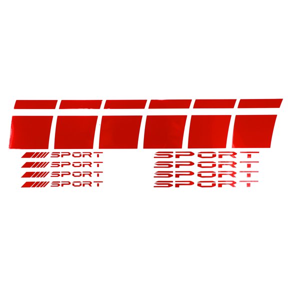 1 Set Square Wheel Rim Decal Stripe Reflective Wheel Decals Stickers Red PET