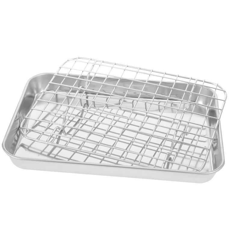 1 Set Stainless Steel Baking Tray with Wire Rack Metal Baking Pan Baking Sheet for Oven Walmart