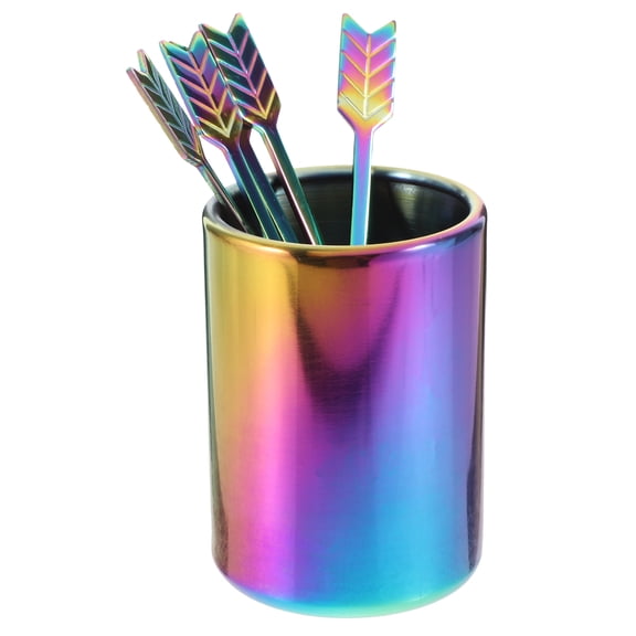 FUEENIRVA 1Set Reusable Coffee Stirrers Stainless Steel Stir Sticks with Storage Holder for Kitchen Use