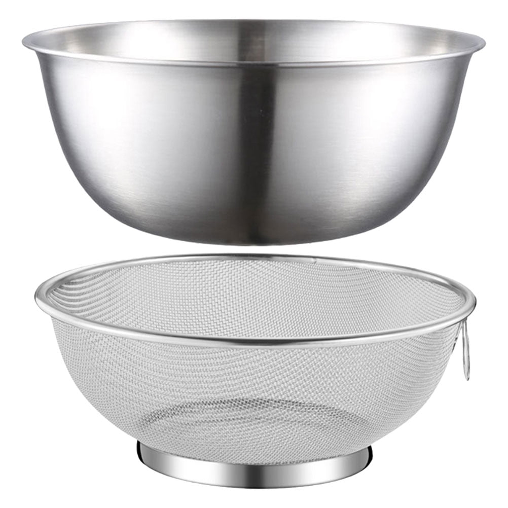 1 Set Stainless Steel Colander and Bowl Set Kitchen Colander Strainer