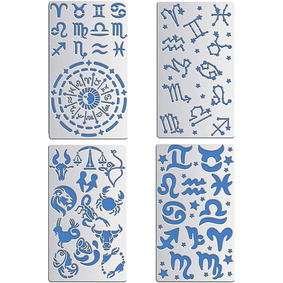 1 Set Stainless Steel Cutting Dies with Steel Decorative Embossing DIY Paper Card Constellation Pattern 101x177x0.5mm 4 patterns 1pc/pattern