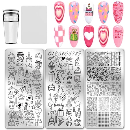 1 Set Stainless Steel DIY Nail Art Template Tool Rectangle Mixed Shapes 12x6cm 3pcs/set