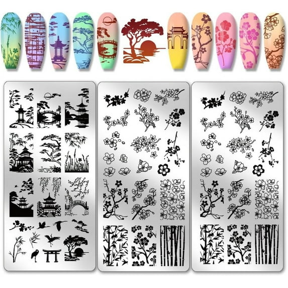 1 Set Stainless Steel DIY Nail Art Templates Template Tool Rectangle Building 12x6cm 3pcs/set