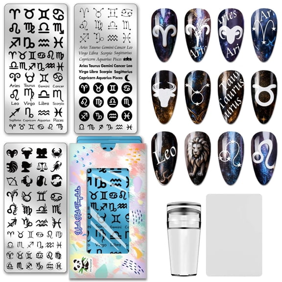 1 Set Stainless Steel DIY Nail Art Templates Template Tool Rectangle Constellation 12x6cm 3pcs/set DIY