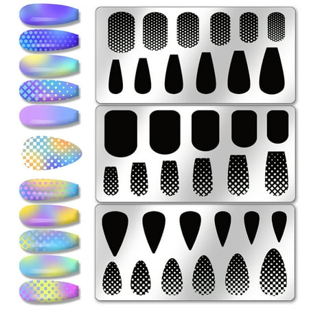 1 Set Stainless Steel DIY Nail Art Templates Template Tool Rectangle Mixed Shapes 12x6cm