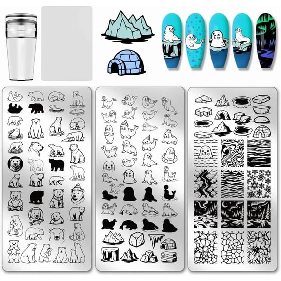 1 Set Stainless Steel DIY Nail Art Templates Template Tool Rectangle with Plastic Nail Art Image Templates 12x6cm for Handmade