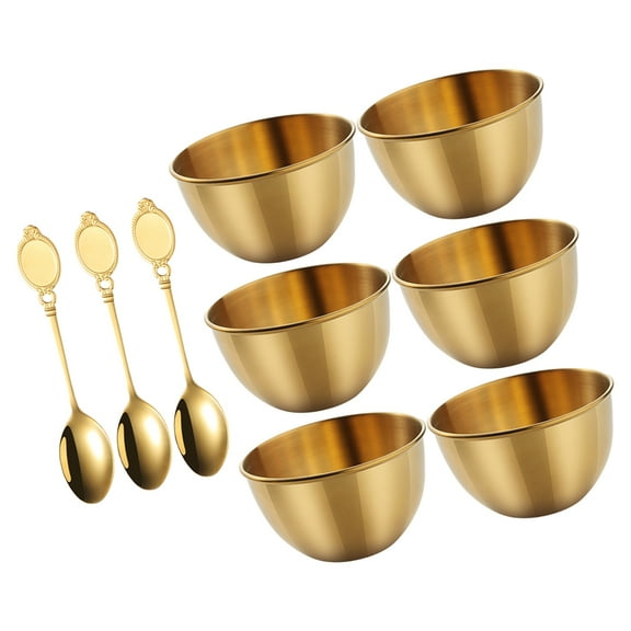 1 Set Stainless Steel Dipping Dish Small Sauce Bowl Appetizer Serving Bowls With Small Spoons