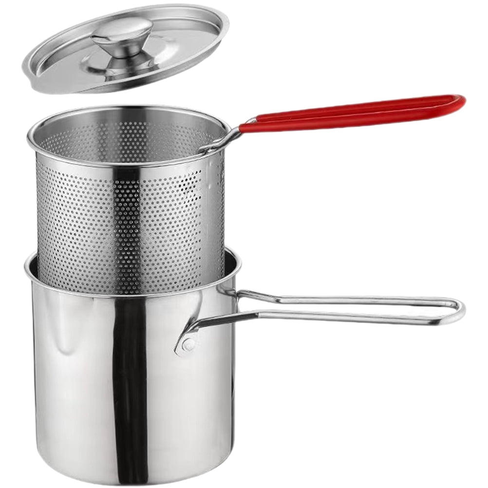 1 Set Stainless Steel Fryer Kit Metal Fryer and Baskets Deep Frying Pot