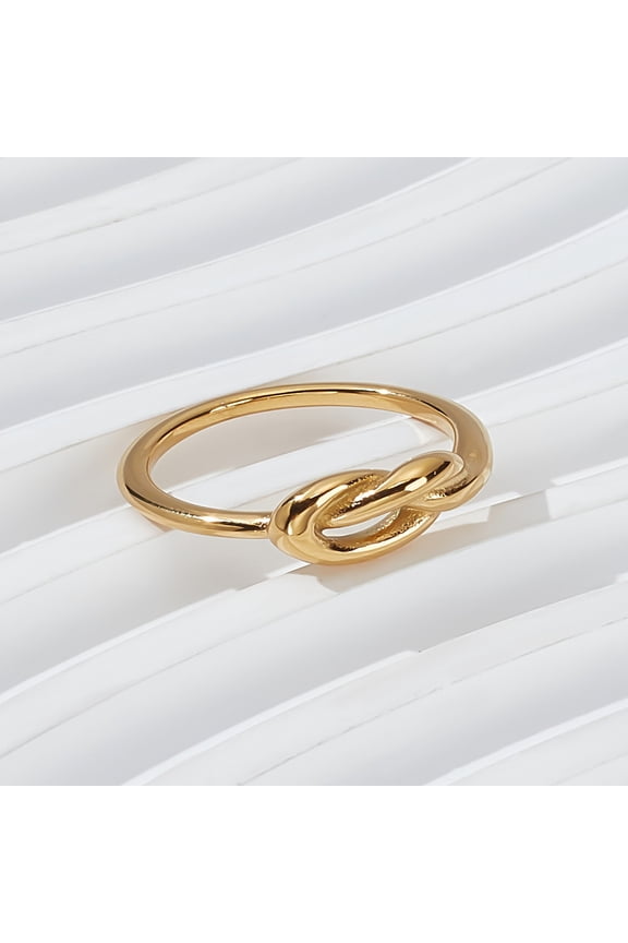 1 Set Stainless Steel Knot Finger Rings for Women Golden 23.5mm Inner Diameter: Size 7 1/4(17.5mm)