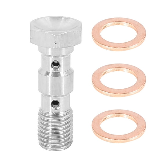 1 Set Stainless Steel M10x1.25 Metric Thread Double Banjo Bolt Brake Fitting Adapter with Washers for Motorcycle Car