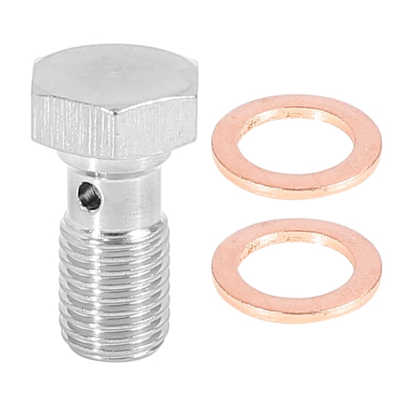 1 Set Stainless Steel M10x1.25 Metric Thread Single Banjo Bolt Brake Fitting Adapter with Washers for Motorcycle Car