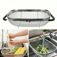 thumbnail image 1 of 1 Set Stainless Steel Over Sink Colander with Telescopic Handle - Metal Mesh Strainer Basket for Washing Fruits & Vegetables, 1 of 6