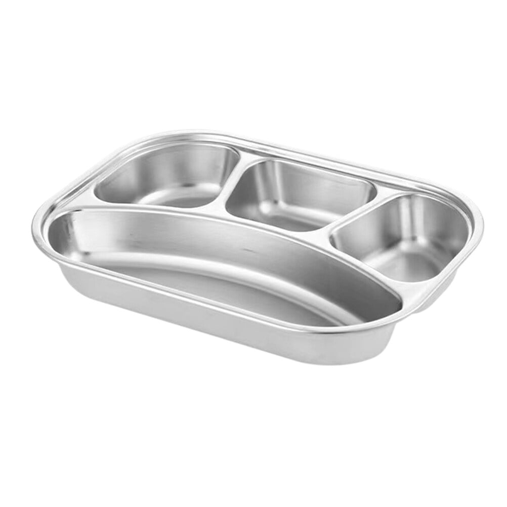 1 Set Stainless Steel Plate Lunch Box Durable Canteen Office Lunch Box