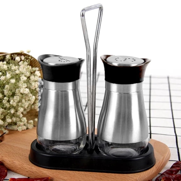 1 Set Stainless Steel Spice Jar Sealed Nonslip Restaurant Sugar Salt Pepper Chilli Powder Bottle Can with Base
