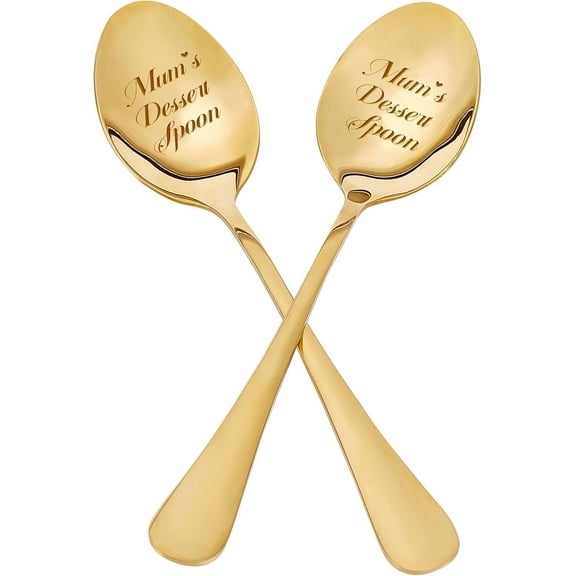 1 Set Stainless Steel Spoons Set with Packing Box Word Golden Color Heart Pattern 182x43mm 2pcs/set